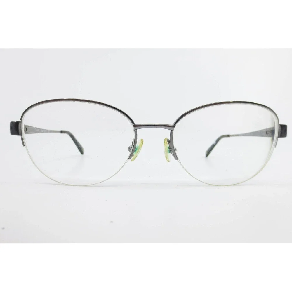 Nine West NW1060 035 Gunmetal Leopard Semi Rimless Oval Eyeglasses 52-17-135